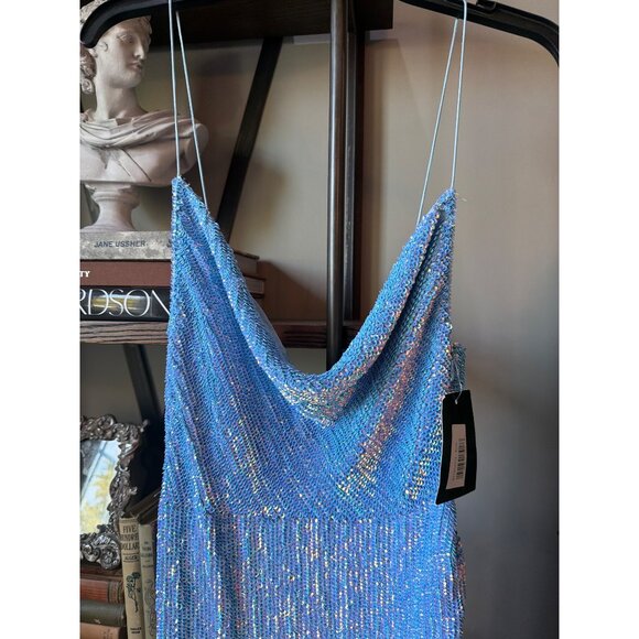 retrofete Katya Sequin Maxi Dress Blue Rainbow Womens Size XS - Picture 7 of 12
